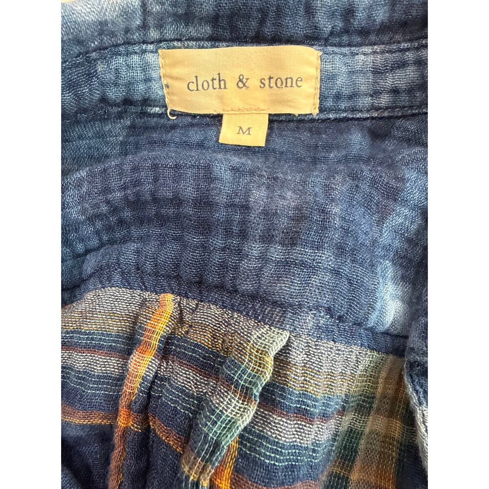 Cloth & Stone Blue Tie Dye Button Front Blouse M Lightweight Boho Top - Picture 6 of 7